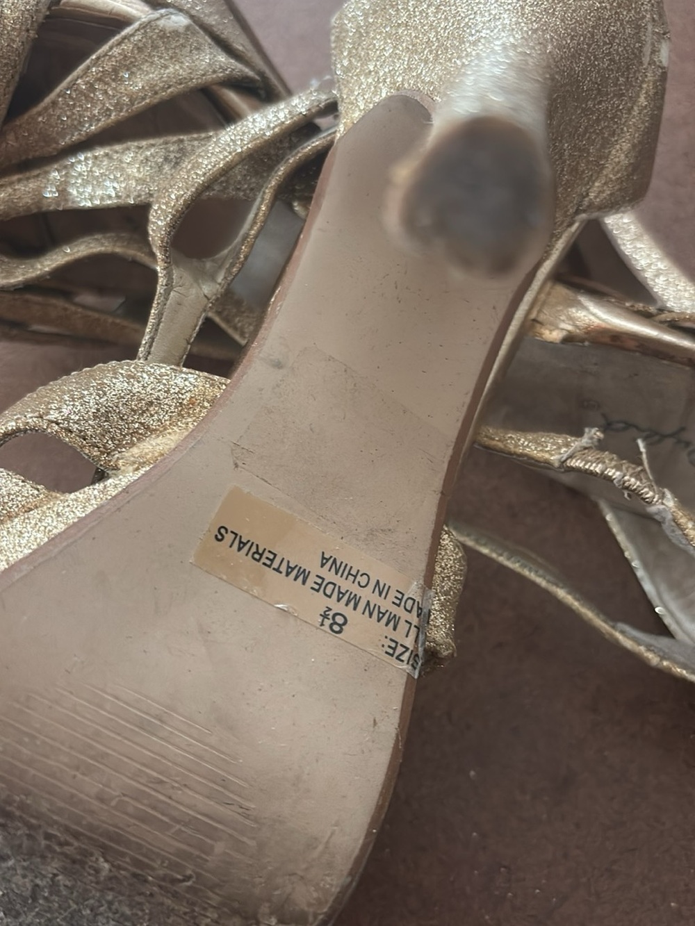 Gold Glitter High Heel Sandals - Women's Evening Heels 8.5 - Picture 3 of 3